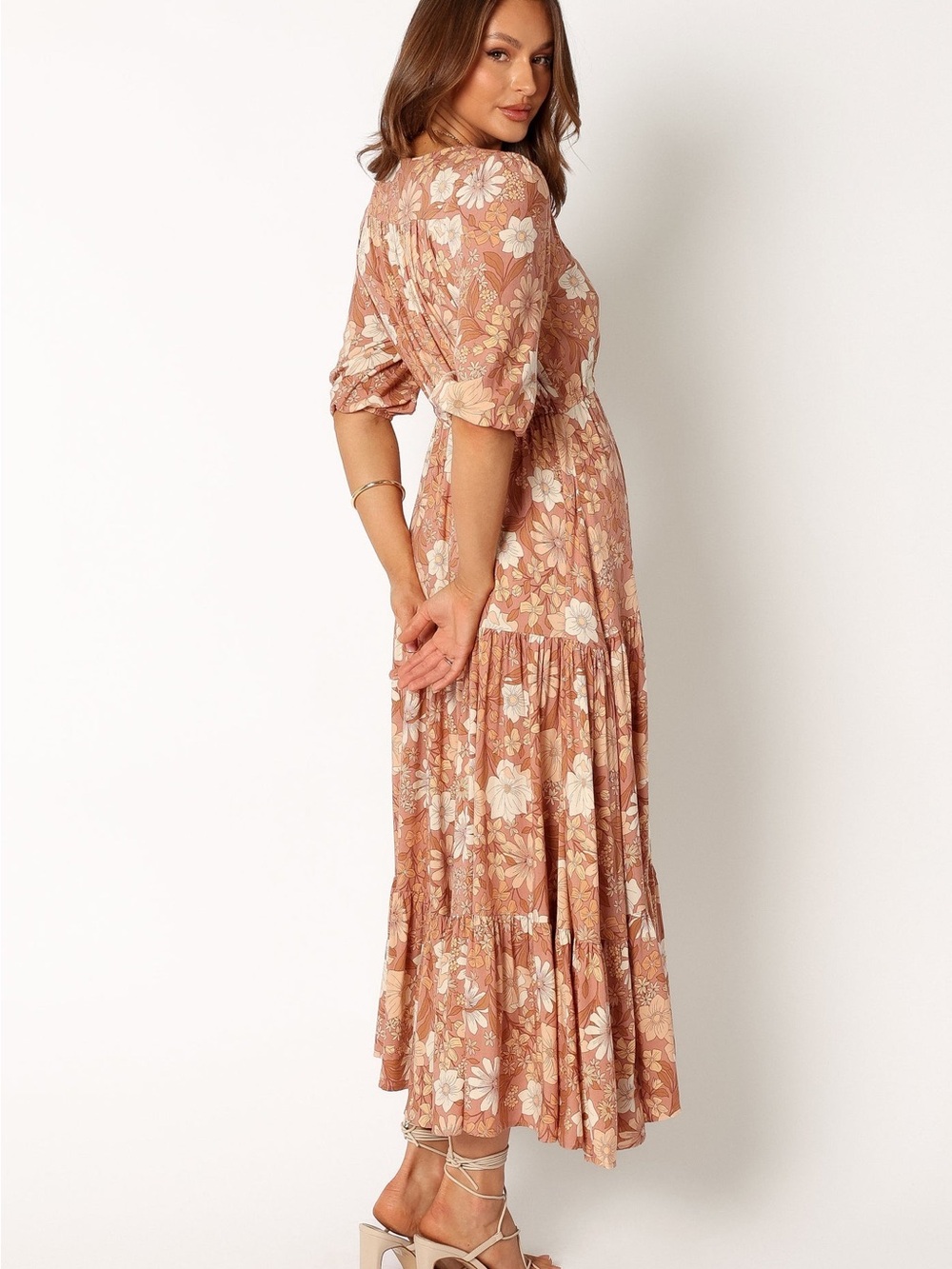 Petal & Pup Kelda Dress Rust Floral Tiered Maxi Dress - Picture 3 of 10